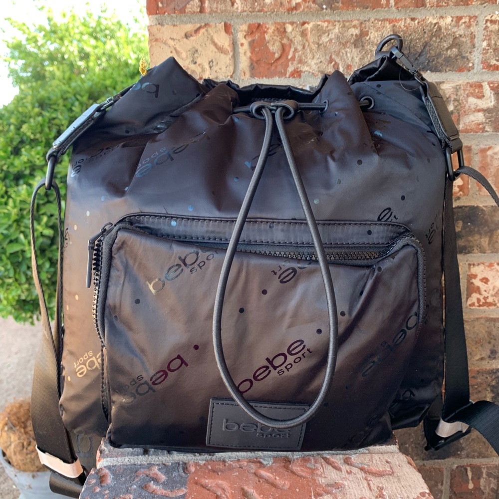 NWT BLACK BEBE SPORT BACKPACK/SHOULDER BAG!!!